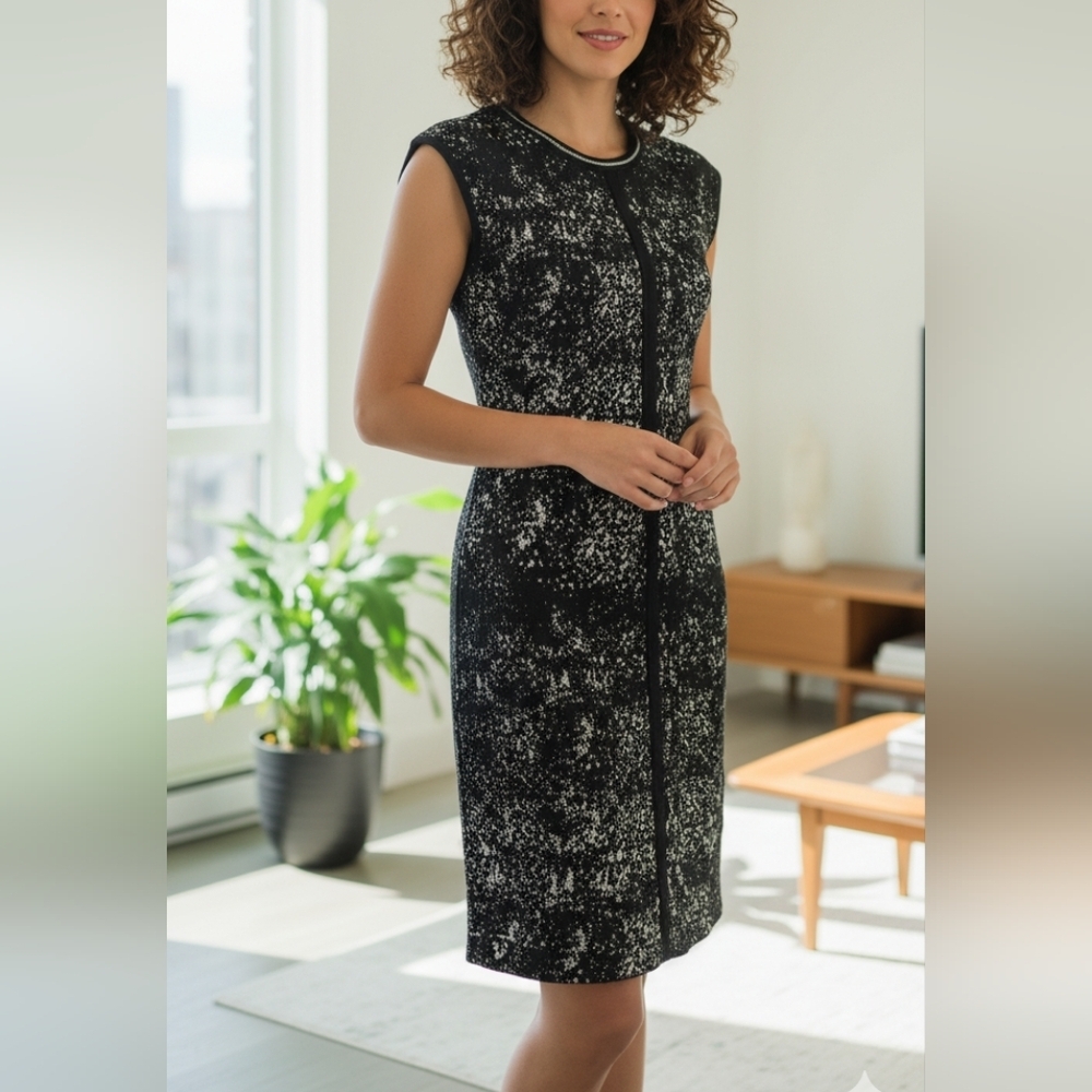 LAST CHANCE - Carmen Marc Valvo Black & White Cocktail Dress